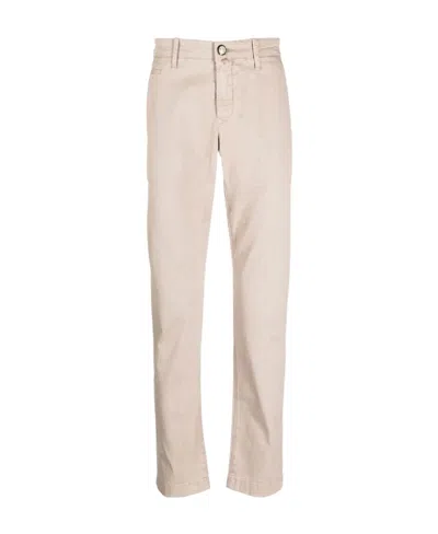 Jacob Cohen Logo-patch Straight-leg Trousers In Nude