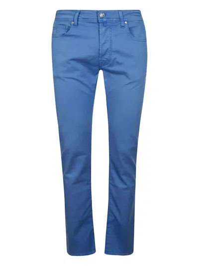 Jacob Cohen Logo-patch Trousers In Blue