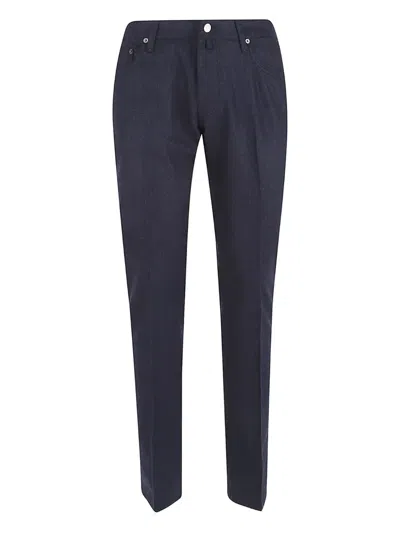 Jacob Cohen Logo-patch Trousers In Blue