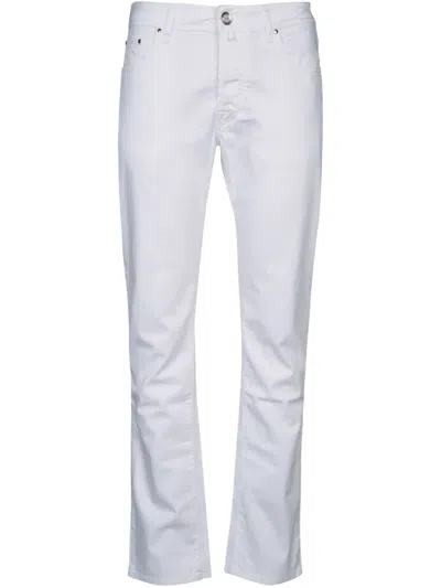 Jacob Cohen Logo-patch Trousers In White