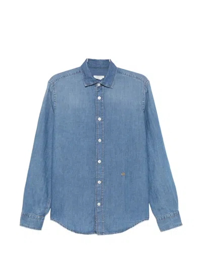 Jacob Cohen Logo-embroidered Denim Shirt In Blue