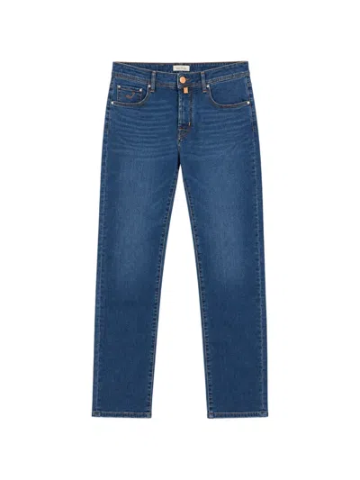 Jacob Cohen Logo-patch Embroidered Jeans In Blue