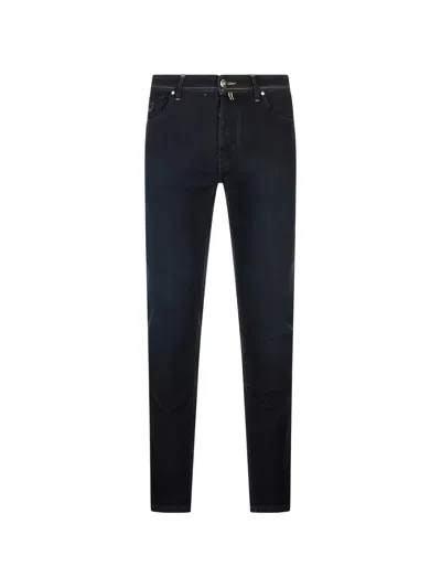 Jacob Cohen Logo-patch Slim-fit Jeans In Blue