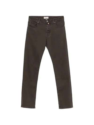 Jacob Cohen Slim-fit-jeans Mit Logo-patch In Brown