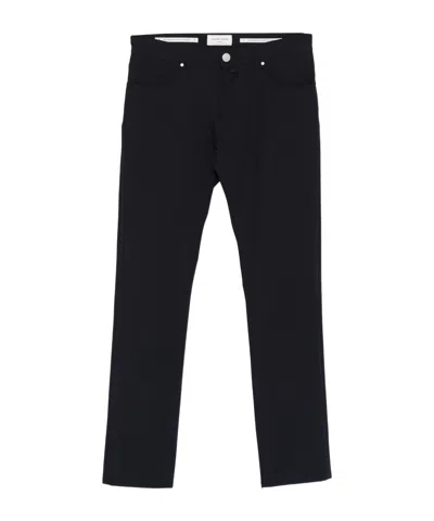 Jacob Cohen Logo-patch Straight Leg Trousers In Black