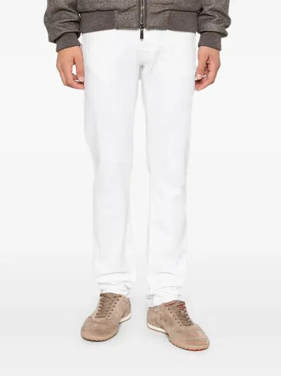 Jacob Cohen Logo-patch Straight-leg Jeans In 화이트