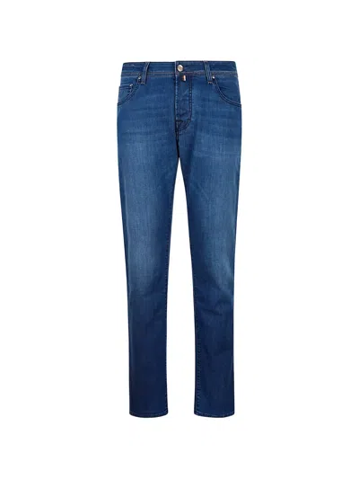 Jacob Cohen Logo-patch Straight-leg Jeans In Blue