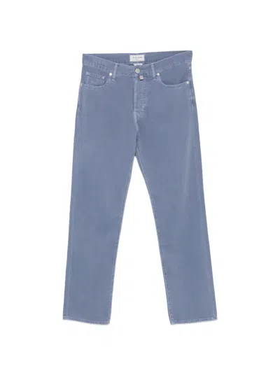 Jacob Cohen Logo-patch Straight-leg Trousers In Blue
