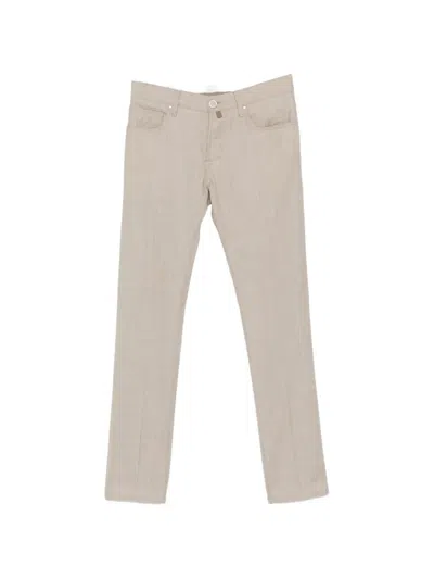 Jacob Cohen Logo-patch Straight-leg Trousers In Neutrals