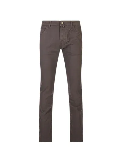 Jacob Cohen Logo-patch Trousers In Brown