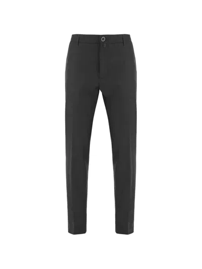 Jacob Cohen Dark Gray Tailored Pressed-pleat Stretch Wool Straight-leg Pants In Black