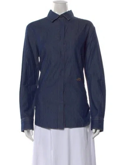 Pre-owned Jacob Cohen Long Sleeve Button-up Top In Blue