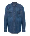 Jacob Cohen Logo-embroidered Denim Shirt In Blue