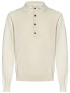 Jacob Cohen Long-sleeved Polo Shirt In Soft Beige Cotton Jersey In Neutral