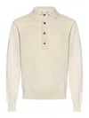 Jacob Cohen Long-sleeved Polo Shirt In Soft Beige Cotton Jersey In Gold