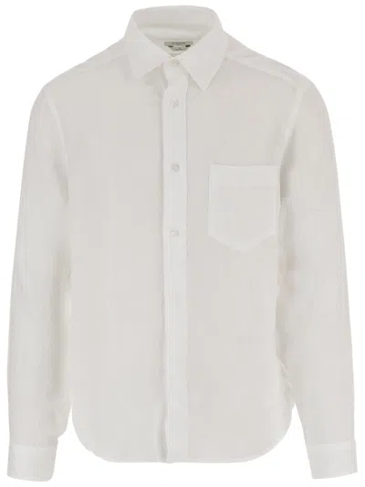 Jacob Cohen Long-sleeve Linen Shirt With Classic Collar In White