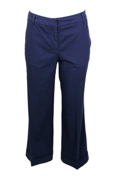 Jacob Cohen Luxury Edition Selena Cropped Trousers In Soft Stretch Cotton With Chinos America Pockets With Zip C In Blu