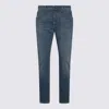 Jacob Cohen Straight Trousers With Belt Loops And Contrast Stitching In Blue