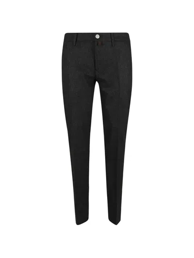 Jacob Cohen Melange-effect Logo-patch Trousers In Black