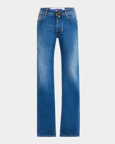 Jacob Cohen Men's Bard Slim-fit 5-pocket Denim Jeans In Blue Pattern