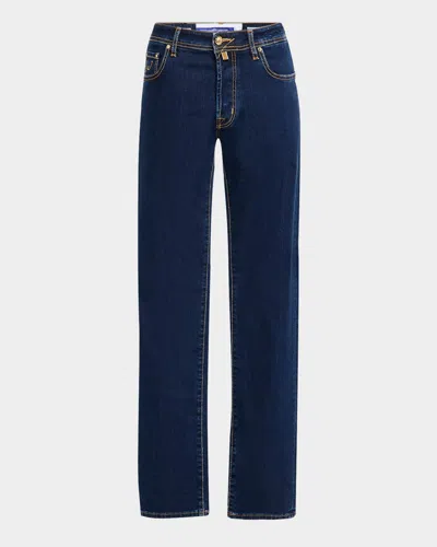 Jacob Cohen Men's Bard Slim-fit Dark Wash Denim Jeans In Blue Pattern