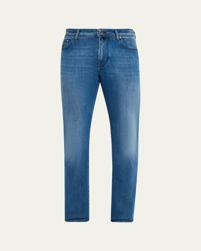 Jacob Cohen Men's Bard Slim-fit Vintage Denim Jeans In Blue