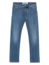 Jacob Cohen Tailored Blue Cotton Blend Jeans With Subtle Fade In Blue