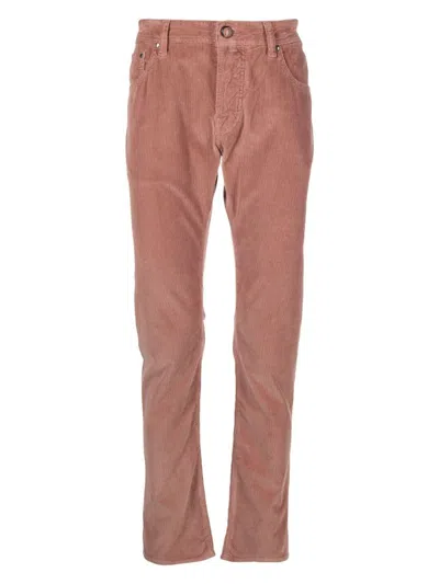 Jacob Cohen Nick Slim Fit Corduroy Trousers In Pink