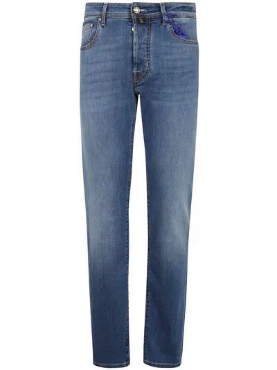 Jacob Cohen Blue Slim Five-pocket Jeans In Cotton Denim Man