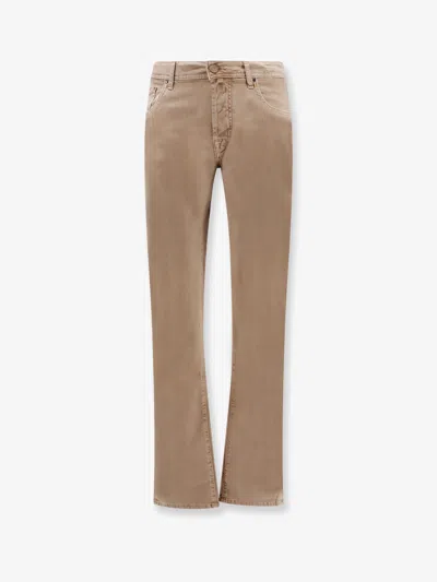 Jacob Cohen Men Regular Slim Fit Cotton Trouser With Back Pony-skin Patch In Neutral