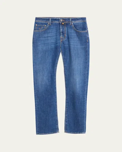 Jacob Cohen Men's Slim Straight-leg Medium-wash Denim Jeans In Blue