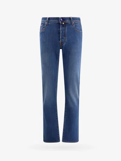 Jacob Cohen Men Slim Stretch Cotton Jeans With Back Pony-skin Patch In Blue