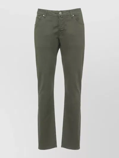 Jacob Cohen Mens Straight Cotton Pants Five Pocket In Green