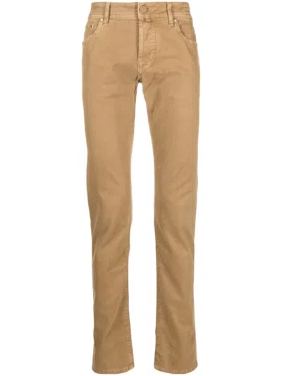 Jacob Cohen Embossed-logo Patch Detail Chinos In Nude