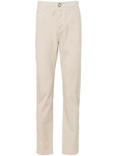 Jacob Cohen Mid-rise Cotton Chino Trousers In Neutrals