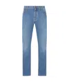 Jacob Cohen Denim Trousers With Belt Loops And Contrast Stitching In Blue