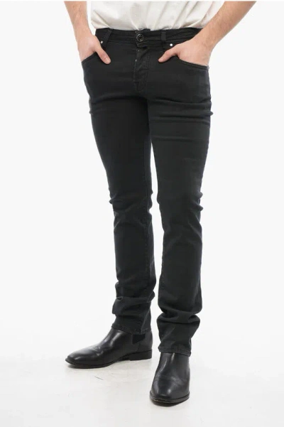 Jacob Cohen Mid-waist Stretch Denim Nick Jeans With Ponyskin Logo Patch In Black