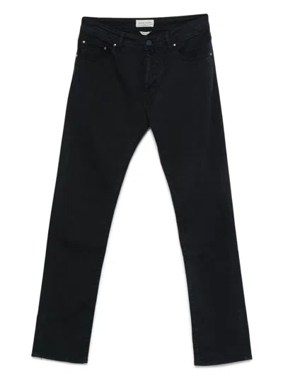 Jacob Cohen Tailored Blue Trousers With Classic Five-pocket Design In Black