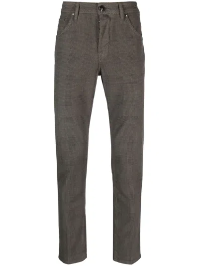 Jacob Cohen Mini Check-print Skinny Trousers In Brown