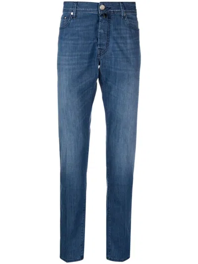 Jacob Cohen Motif-embroidered Straight-leg Jeans In Blue