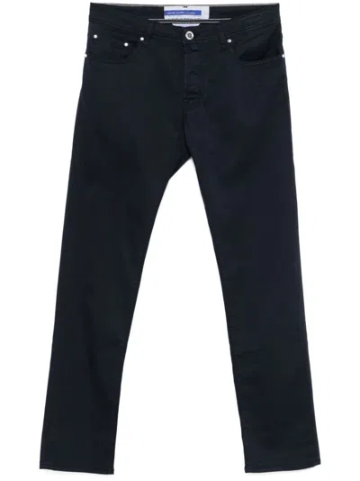 JACOB COHEN NAVY BLUE BARD SLIM FIT TROUSERS