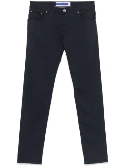 Jacob Cohen Navy Blue Denim Jeans With Classic Five-pocket Design In Black