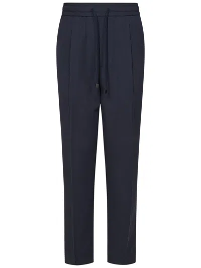 Jacob Cohen Navy Blue Straight-leg Trousers With Drawstring Waist