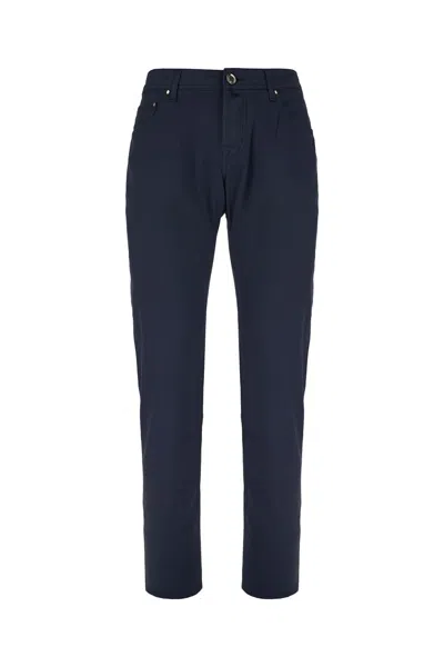 JACOB COHEN NAVY BLUE STRETCH COTTON BLEND PANTS