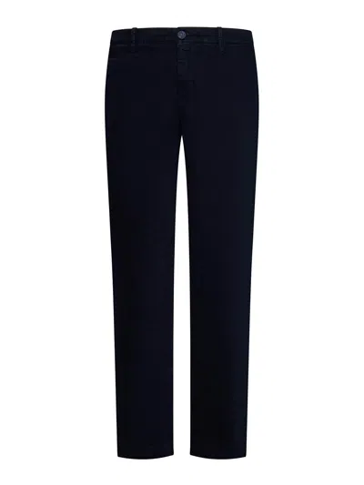 JACOB COHEN NAVY BLUE STRETCH COTTON TROUSERS
