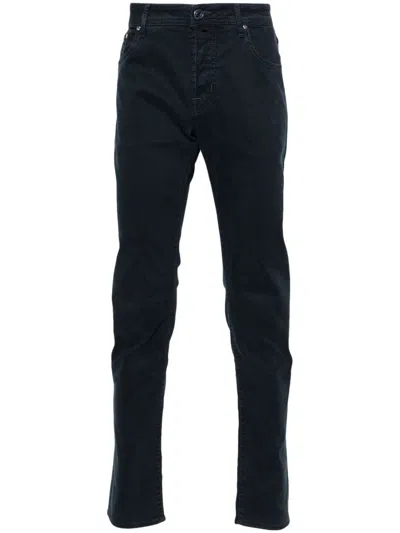 Jacob Cohen Navy Blue Tapered Jeans In Black