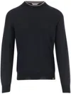 Jacob Cohen Navy Contrast Trim Wool-blend Sweater In Black