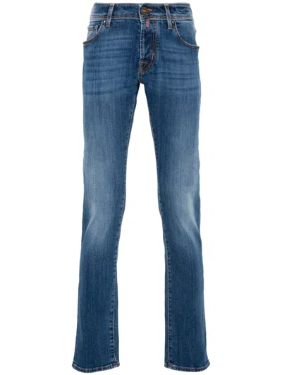 Jacob Cohen Navy Denim Jeans With Embroidery