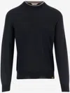 Jacob Cohen Navy Contrast Trim Wool-blend Sweater In Blue