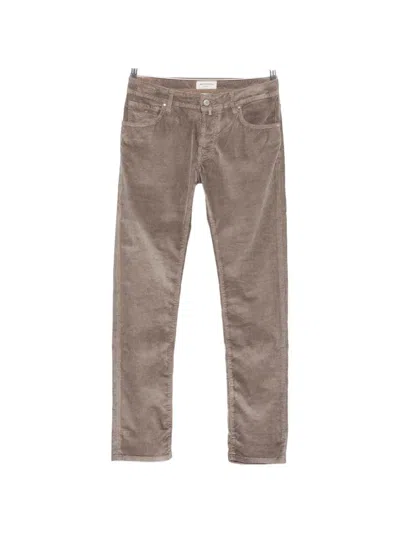 Jacob Cohen Nick Corduroy-effect Slim-fit Cotton Trousers In Brown
